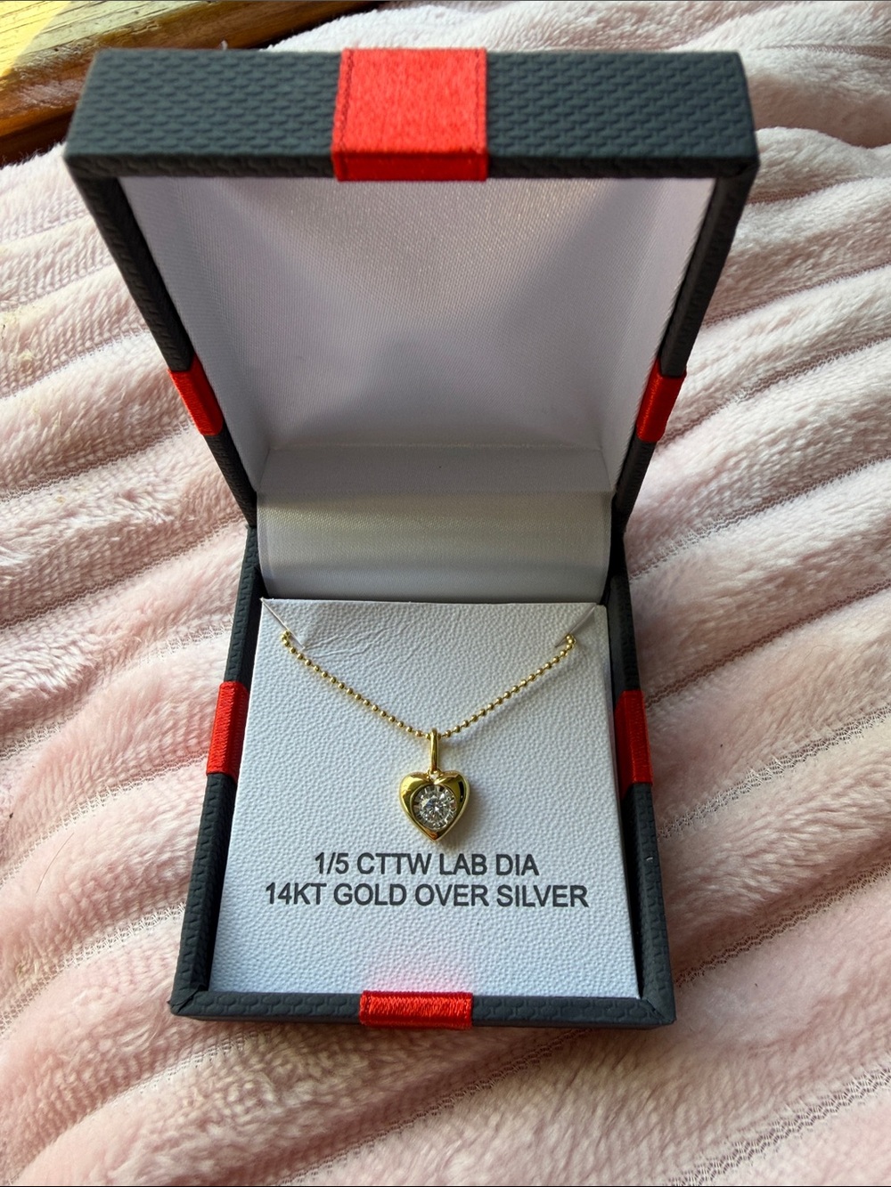 1/5 CTW Lab-Grown Diamond Heart Necklace – 14K Gold Over Sterling Silver